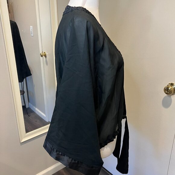 NWT Steve Madden Black Sheer Evening Beaded Cocoon Cardigan, One Size - Picture 7 of 16